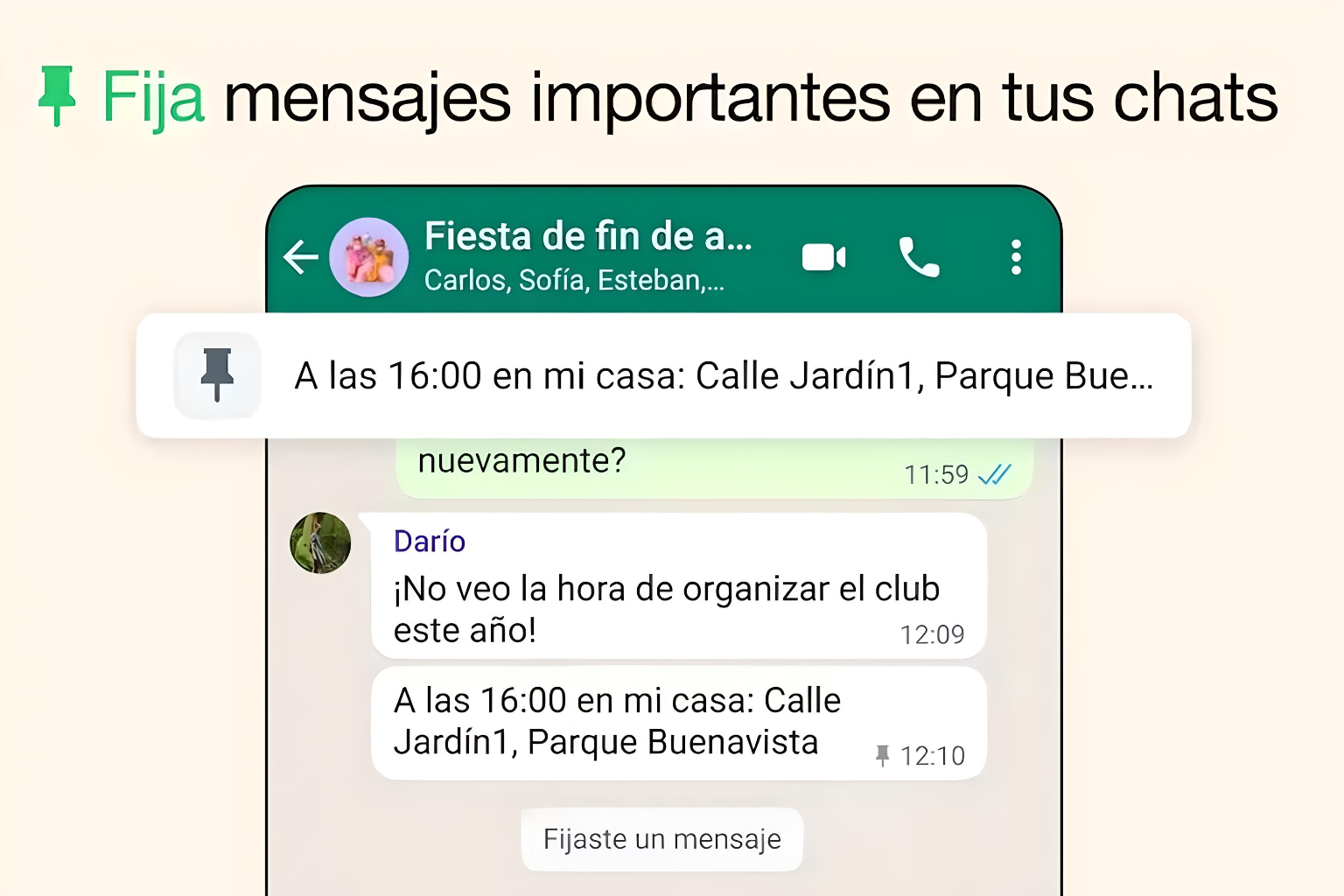 WhatsApp ahora permite fijar mensajes particulares en un chat 1